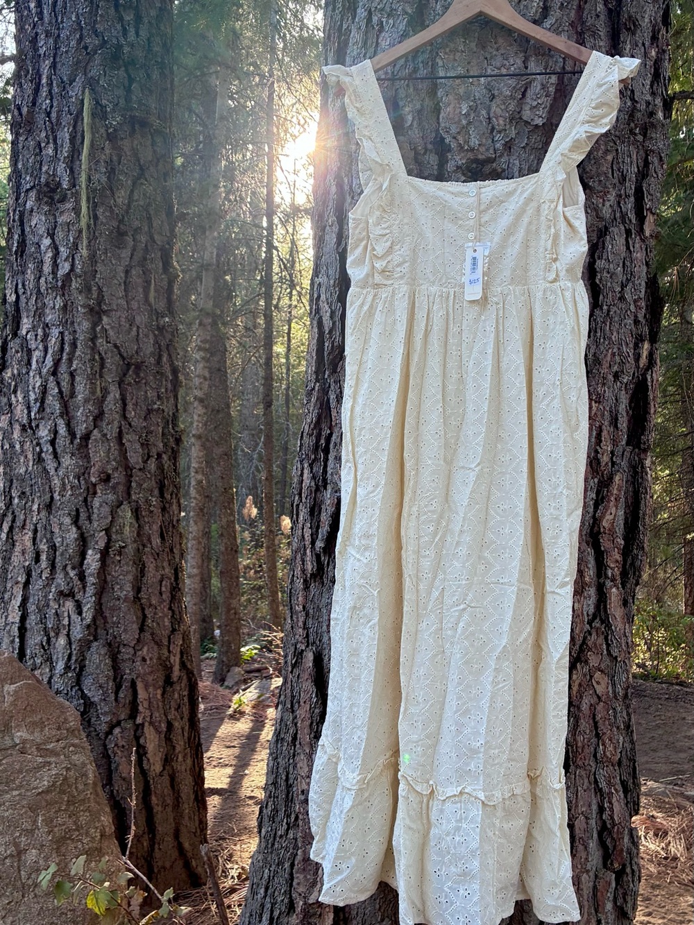 “Lucy” Cream Eyelet Ruffle-Strap Sundress